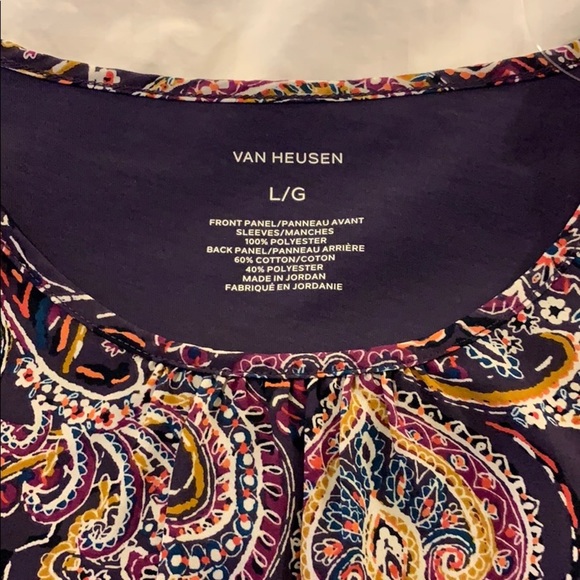 Van Heusen purple paisley print Top - Picture 2 of 5
